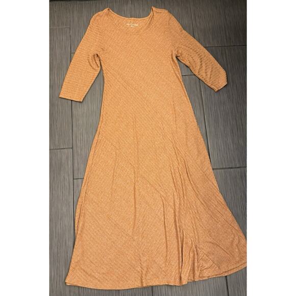 Soft Surroundings Ribbed Maxi Dress Size Medium Modal Blend 3/4 Sleeve Stretch - Picture 1 of 4